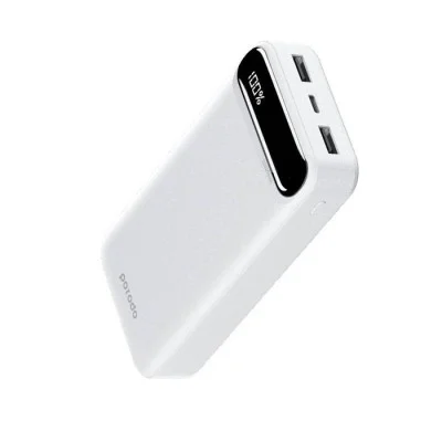 Porodo 20000mAh Power Bank with Digital Display - White